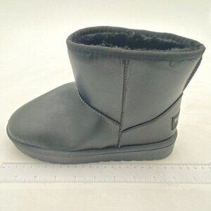 Black Chic Slip On Snow Boots Round Toe Fur Lined Warm Short Booties Comfy Shoes